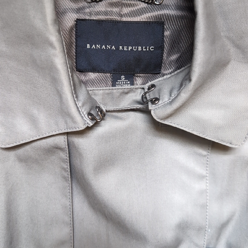 Banana Republic Gray Trench Coat Lightweight Classic - Picture 3 of 9